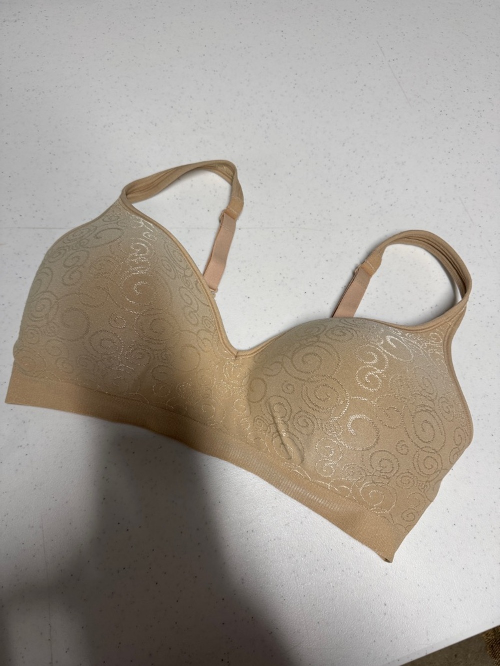 Bali Beige Wireless Comfort Bra with Subtle Swirl Jacquard